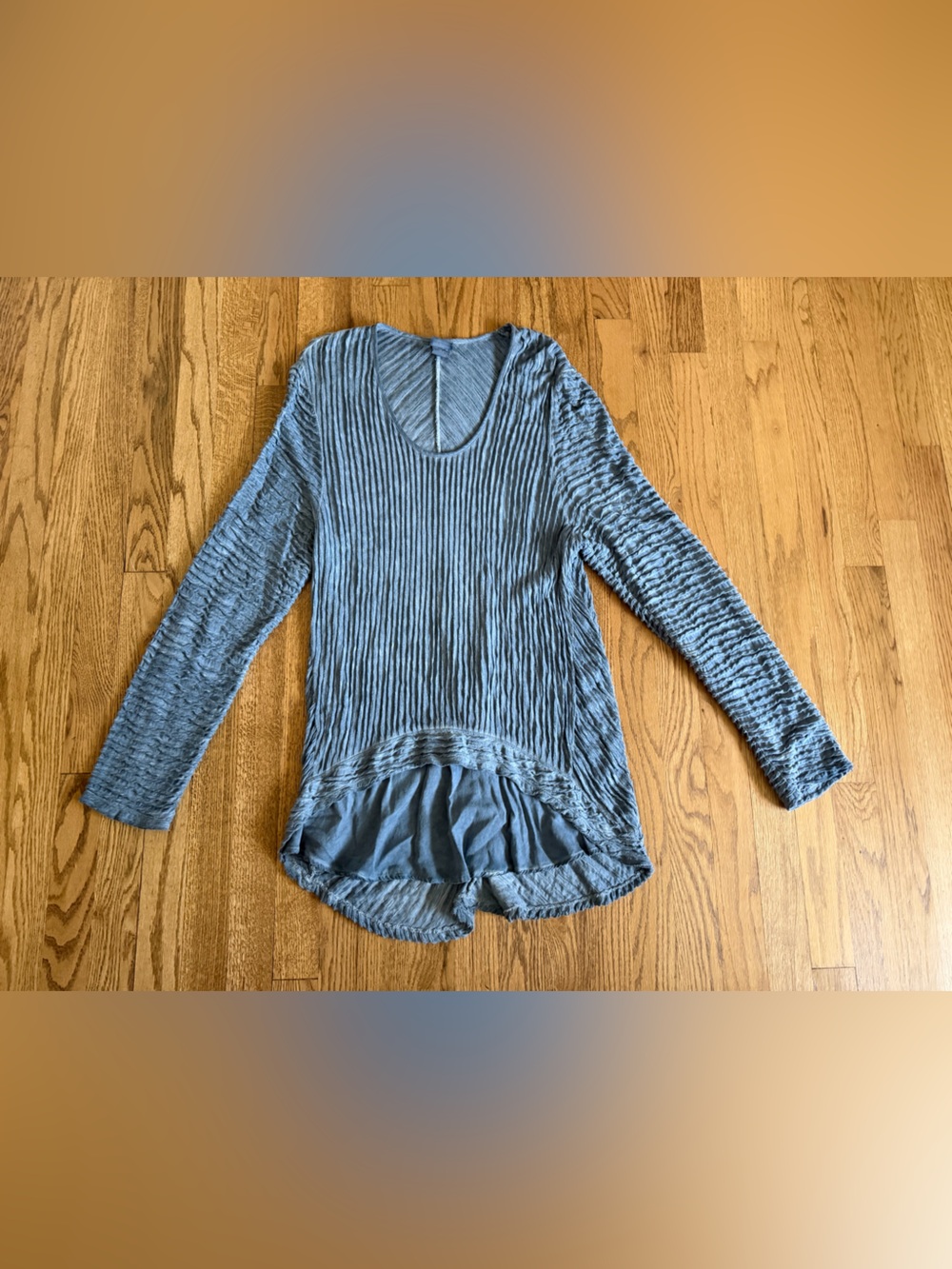 Mind Set hi-low tunic top by XCVI Blue LAGENLOOK crinkled lightweight size L